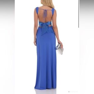Satin Open Back Bow Maxi Dress